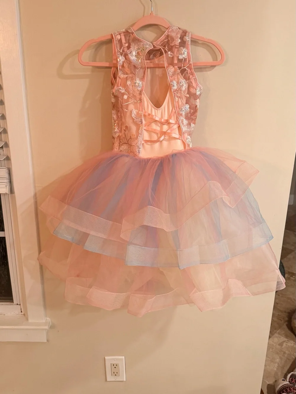 Revolution Ballet Dance Costume- Pink and Baby Blue Floral Tulle Costume size LC